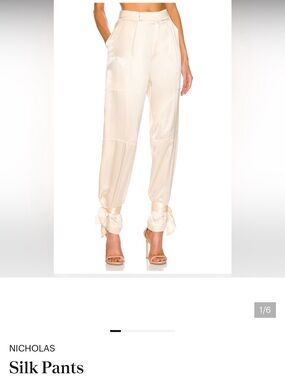 NICHOLAS Cream Silk Tie-Cuff Joggers